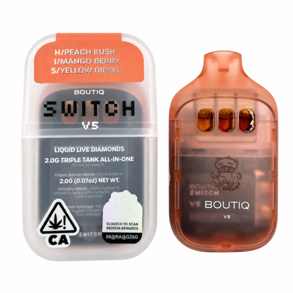 Boutiq Switch V5 2G Dispos - Peach Kush x Mango Berry x Yellow Diesel